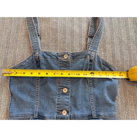 H&M Divided Stretch Denim Button-Front Overall Dress With Pockets US Size 6 - Picture 6 of 6